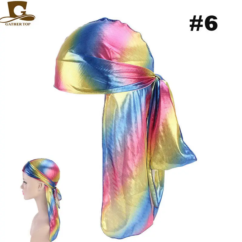 Viewk Womens Silk Polyester Bandana Hat Durag Rag Tail Headwrap Headwear