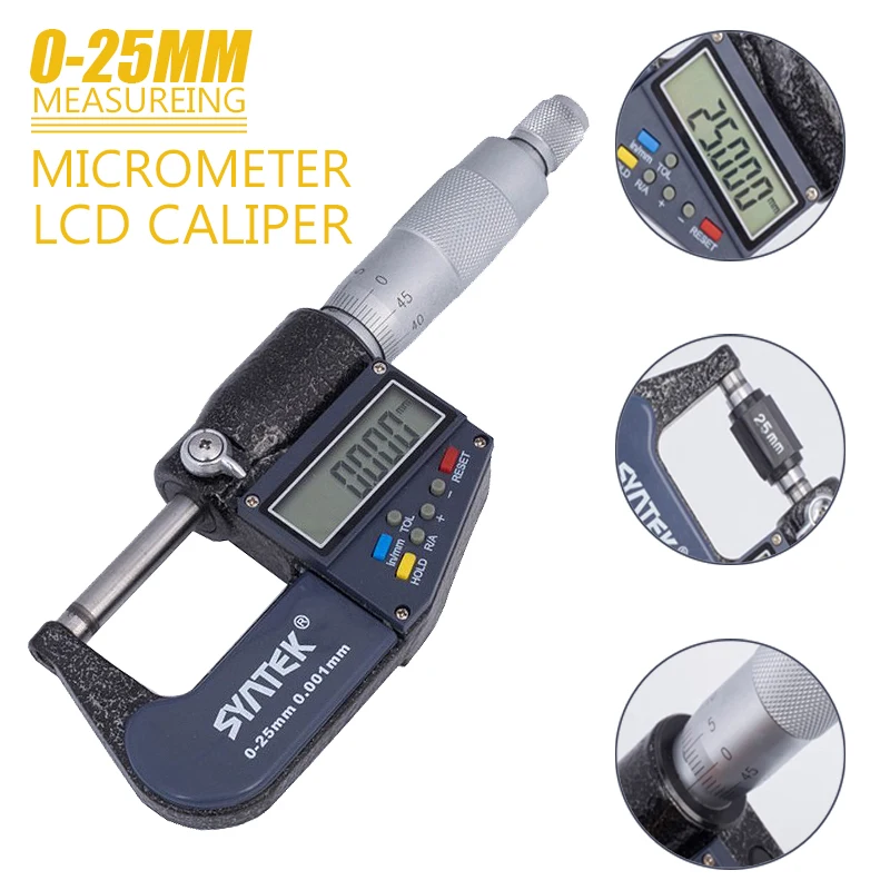 

0.001mm 0-25mm Electronic Outside Micrometer Digital Micrometer Caliper Gauge Meter Micrometer Carbide Tip Measurimg Tools