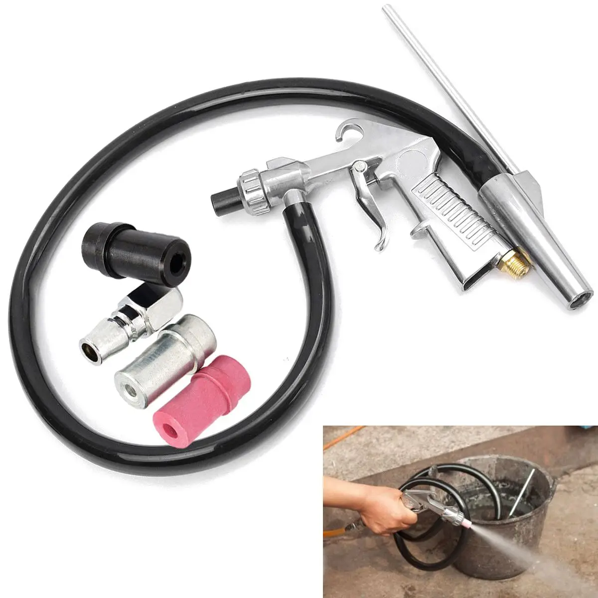 New Air Sandblaster Sandblasting Blast Gun+Nozzles+Connector+Tube Derusting Tool Kit | Инструменты
