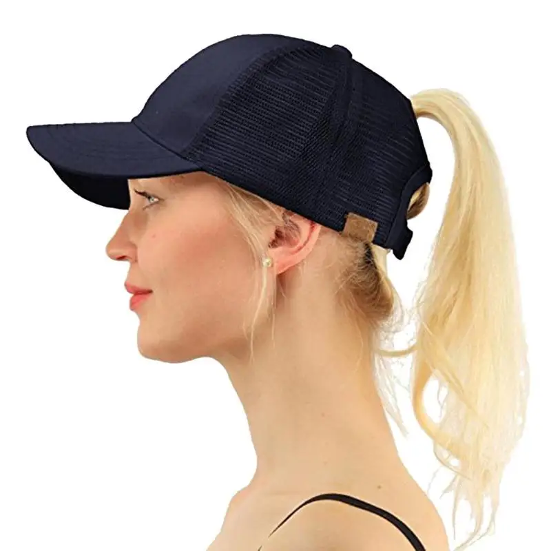 ذيل حصان قبعة بيسبول المرأة ضبط الرياضة عارضة فوضوي كعكة Snapback قبعة من القماش الشبكي عارضة قابل للتعديل قبعات رياضية قطرة الشحن 2019 جديد