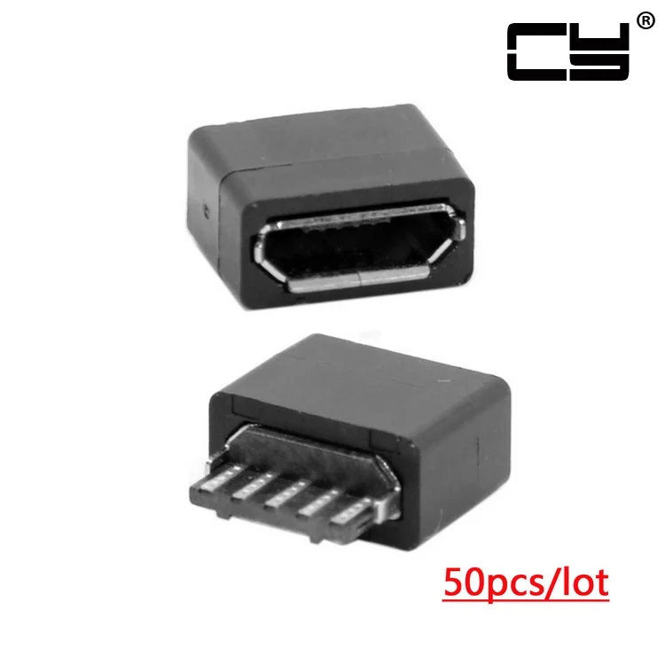 

50Pcs Type B Micro USB Female 5 Pin Jack Port Socket Adapter Connector Solder Type Repair Parts Gold Flash Plating Contact