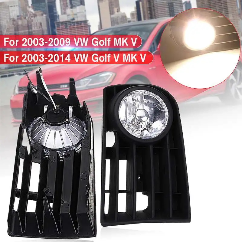 

1Pair 12V Fog Light Lamp Bulb Grille Grill Set For VW GOLF 5 Rabbit MK5 2003 - 2014