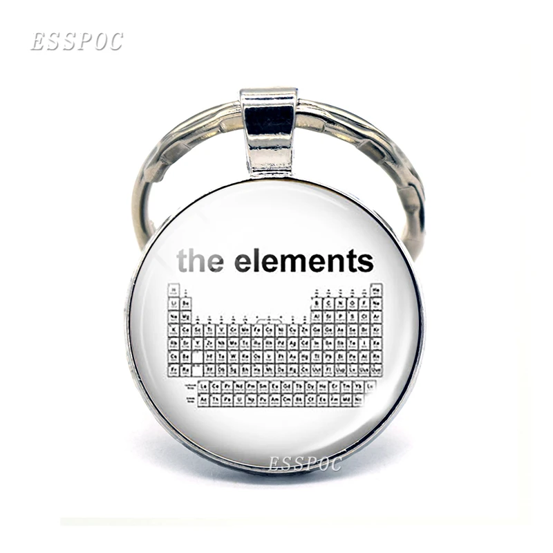 

Periodic Table of The Elements Glass Dome Keychain Silver Plated Fashion Key Chain Rings Jewelry Science Teacher's Gift Geek Men