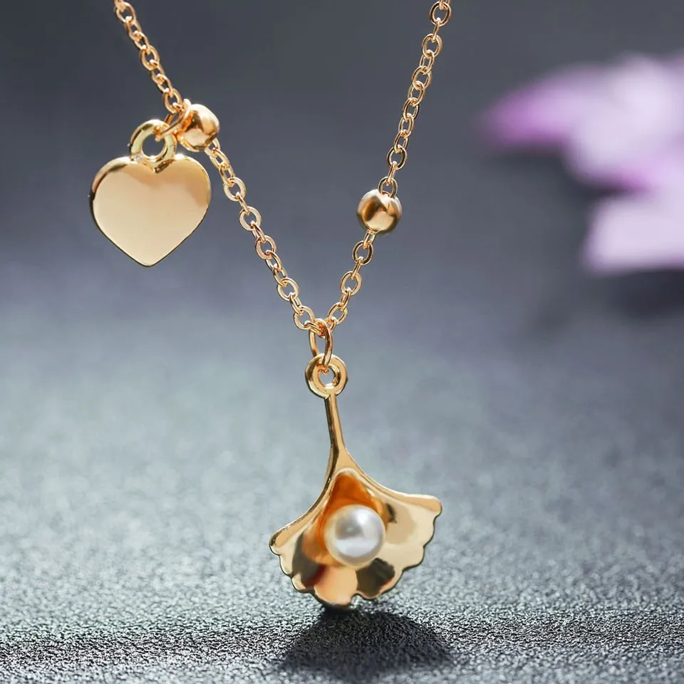 

Promotion Elegant Women Ginkgo Biloba Pearl Necklace Special Design Necklace Anniversary Necklace Great Fashion Style Necklace