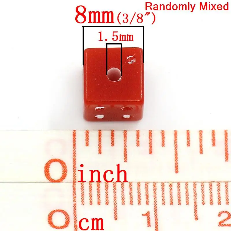 200 шт Смешанные акриловые бусины куб кости 8х8 мм(3/" х3/8")(B21248