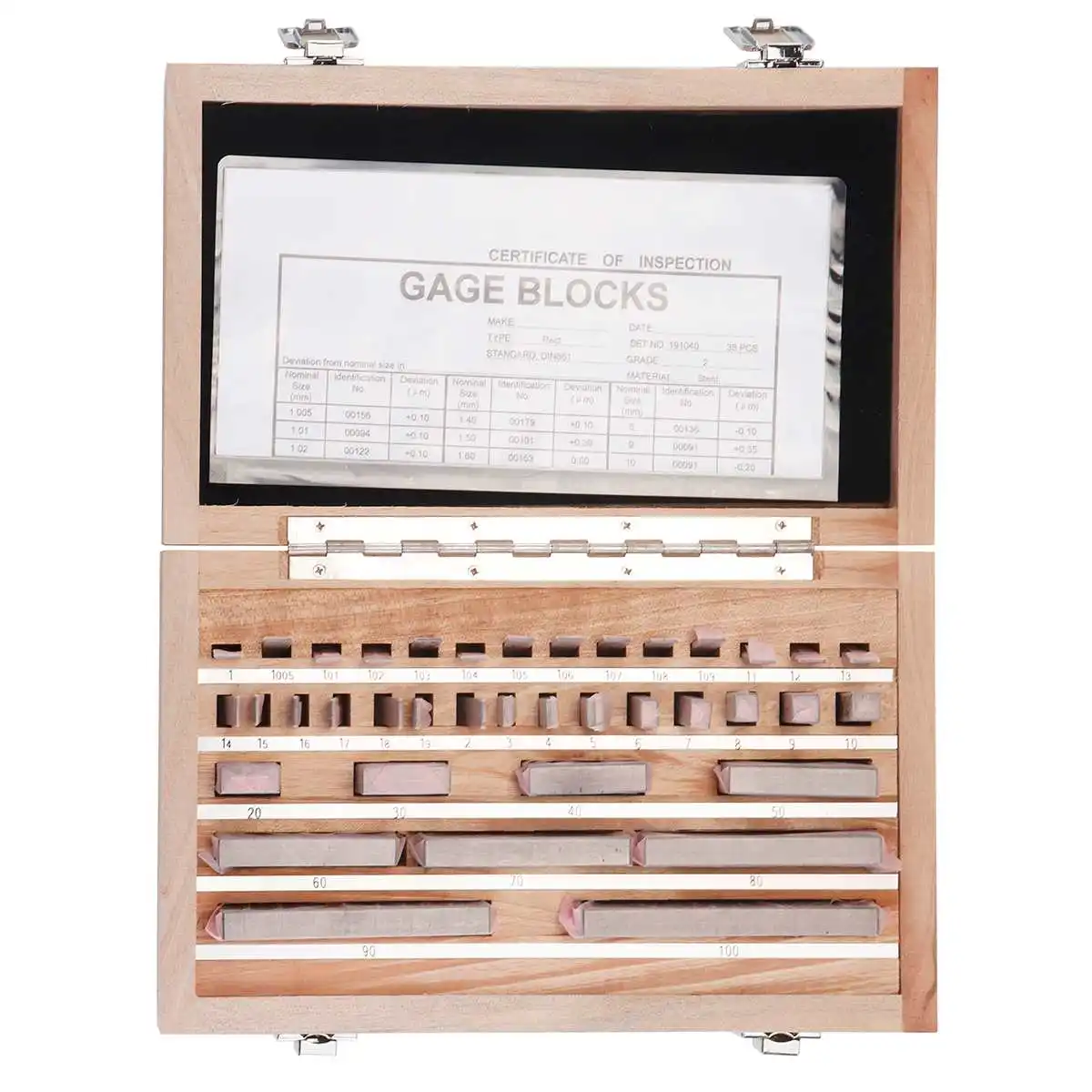 

1-100mm With Certificate Steel Square Gage Block 800HV Hardness Grade 2 38Pcs Gage Block Set Percision Steel Slip Gauge