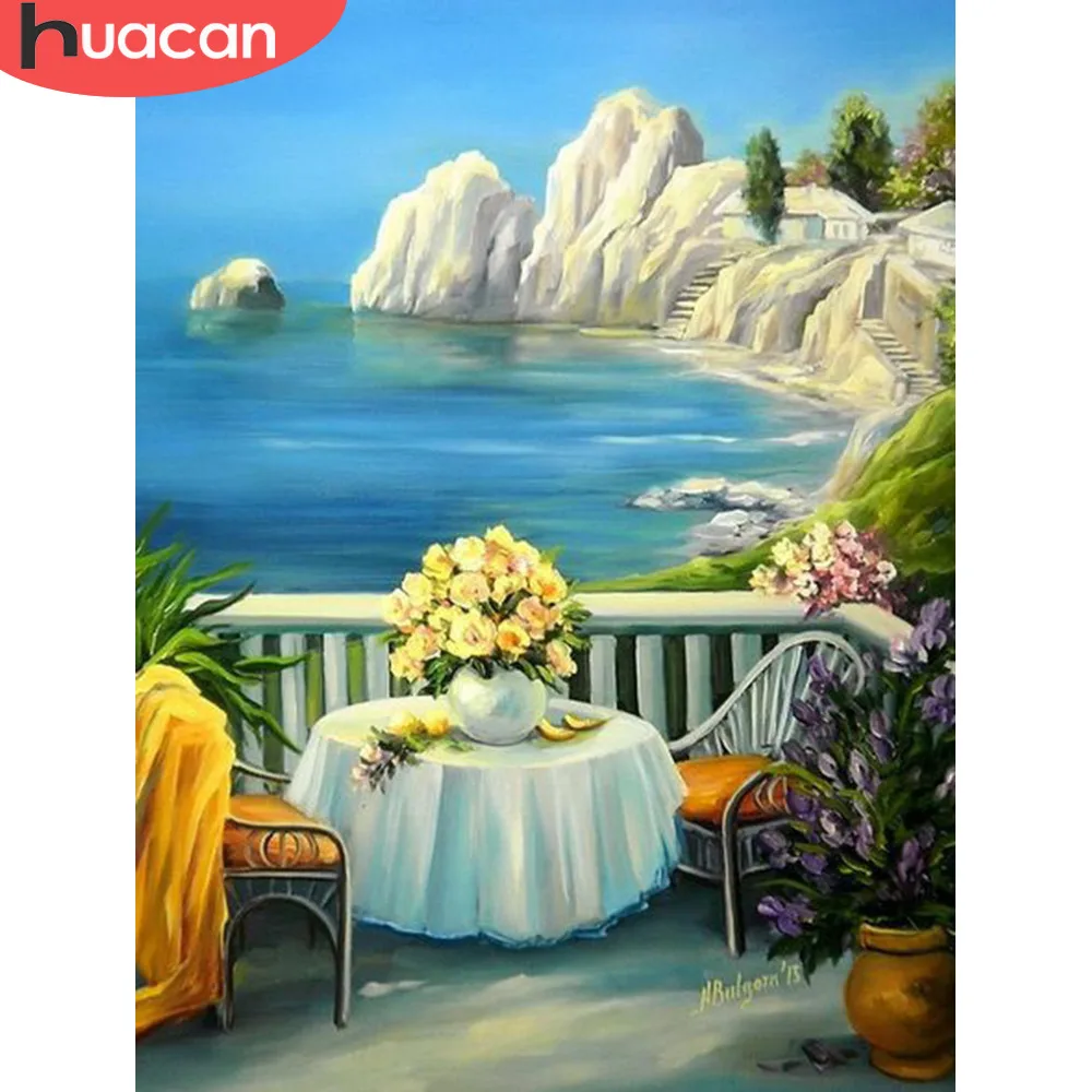 

HUACAN Diamond Painting Sea Flower Full Display 5D DIY Full Square Cross Stitch Mosaic Diamond Embroidery Gift Home Decor