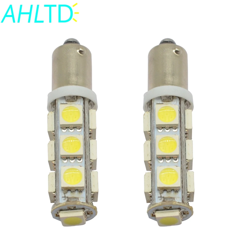 

2pcs White Car Side Tail Light License plate Bulb Ba9s 13Led T4w Pure 5050 13SMD Backup Lamp Turning Brake Trunk Dashboard light
