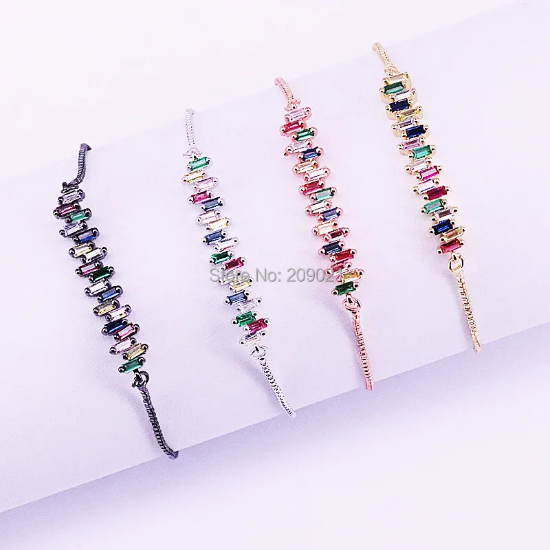 

10Pcs New Simple Micro Pave CZ Crystal Connector Charm Adjustable Chain Macrame Women's Bracelet For Gifts