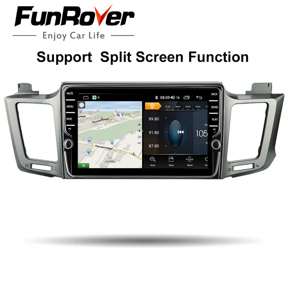 Best Funrover 4G android 9.0 car radio multimedia player 2 din car dvd for Toyota RAV4 2013-2016 gps player navigation vedio DSP wifi 2