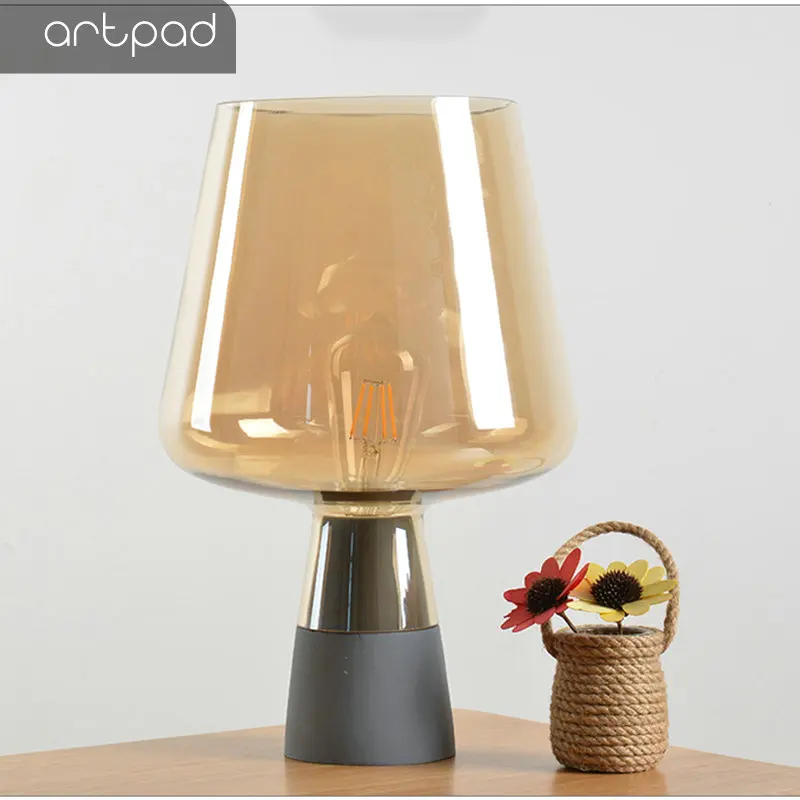 Artpad в скандинавском стиле, настольные прикроватные лампы для спальни с керамическим E27 держателем, стеклянные бра, ночная стойка, светильник для дома, освещение
