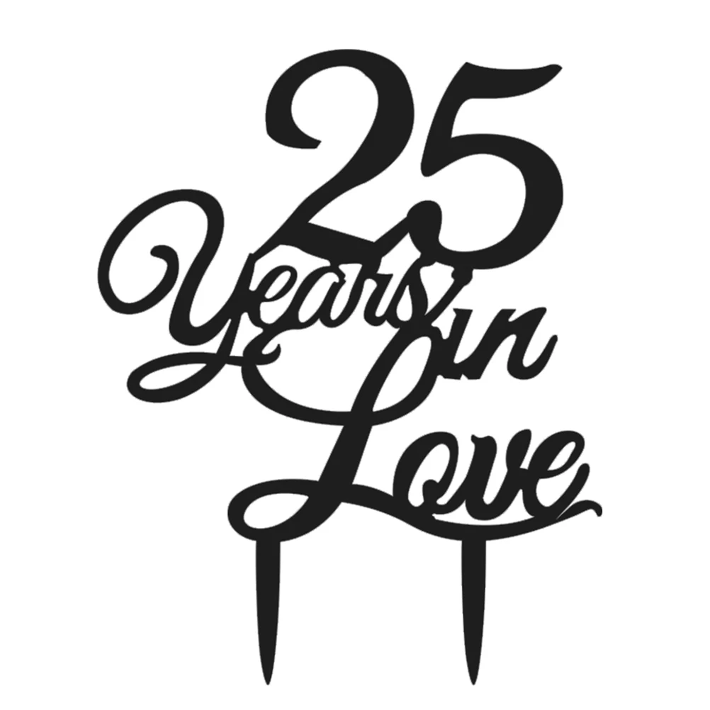 25 Years In Love Classy 25th Birthday Cake Topper 25th Anniversary Cake