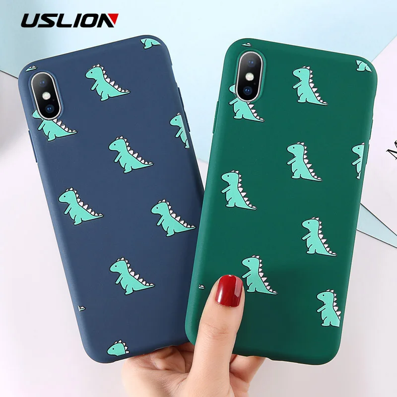 USLION Cartoon Dinosaur Phone Case For iPhone X 8 7 plus