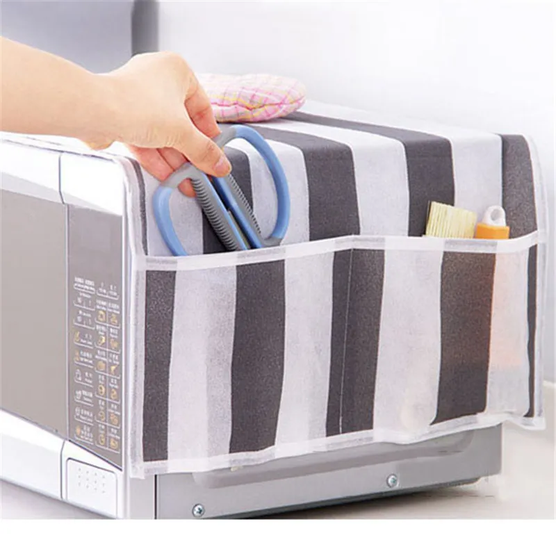 

BalleenShiny Microwave Oven DustProof Cover Waterproof Oil Dust With Pouch Storage For Spoon Kitchen Gadget Organizer