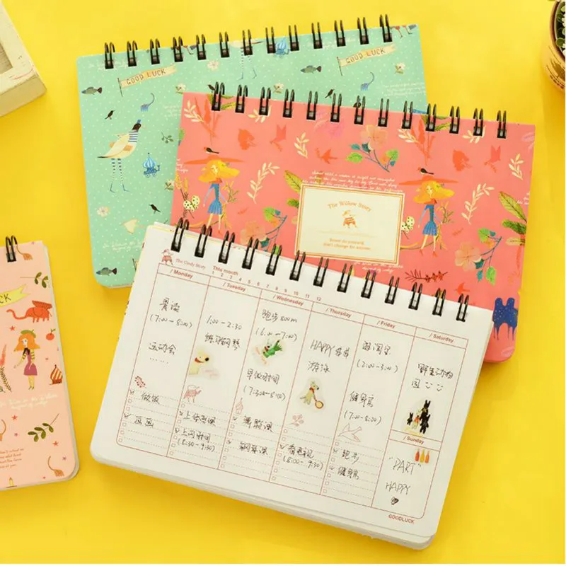 

Animal flower Coil spiral Cute Sketchbook Bullet journal Notebook paper Weekly Planner Accessories Stationery Diary Agenda 01670