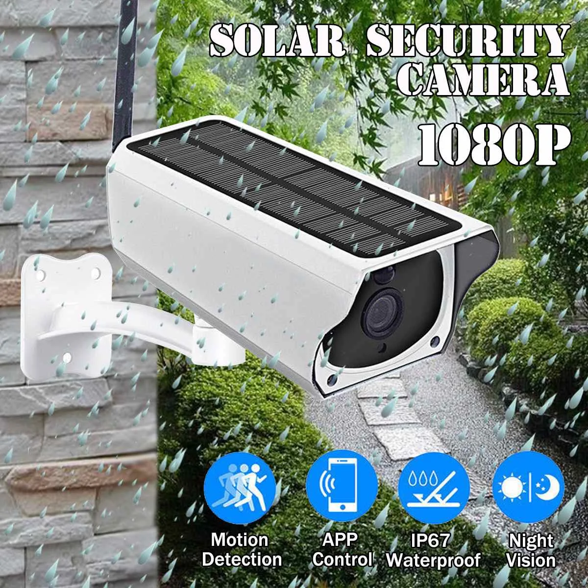 Ip камера на солнечной батарейке 1080P 2 МП беспроводная Wi Fi водонепроницаемая