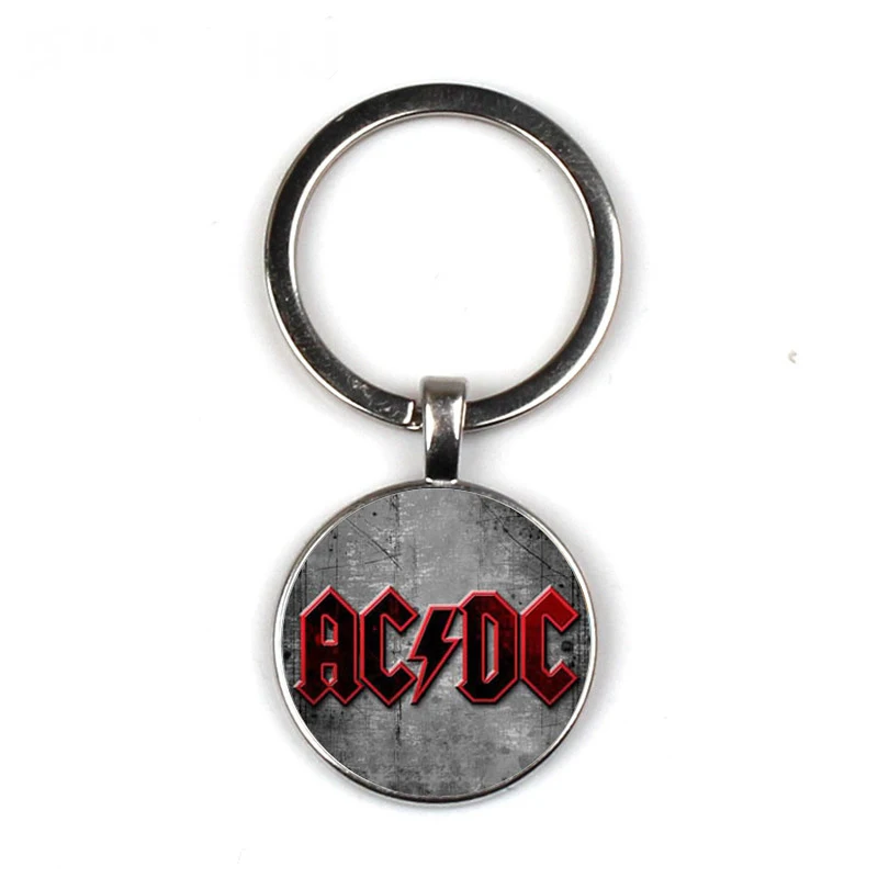 

ACDC European and American rock band Keychain Glass Time Gem Keychain Key Jewelry DIY Custom Photo Personality Gift