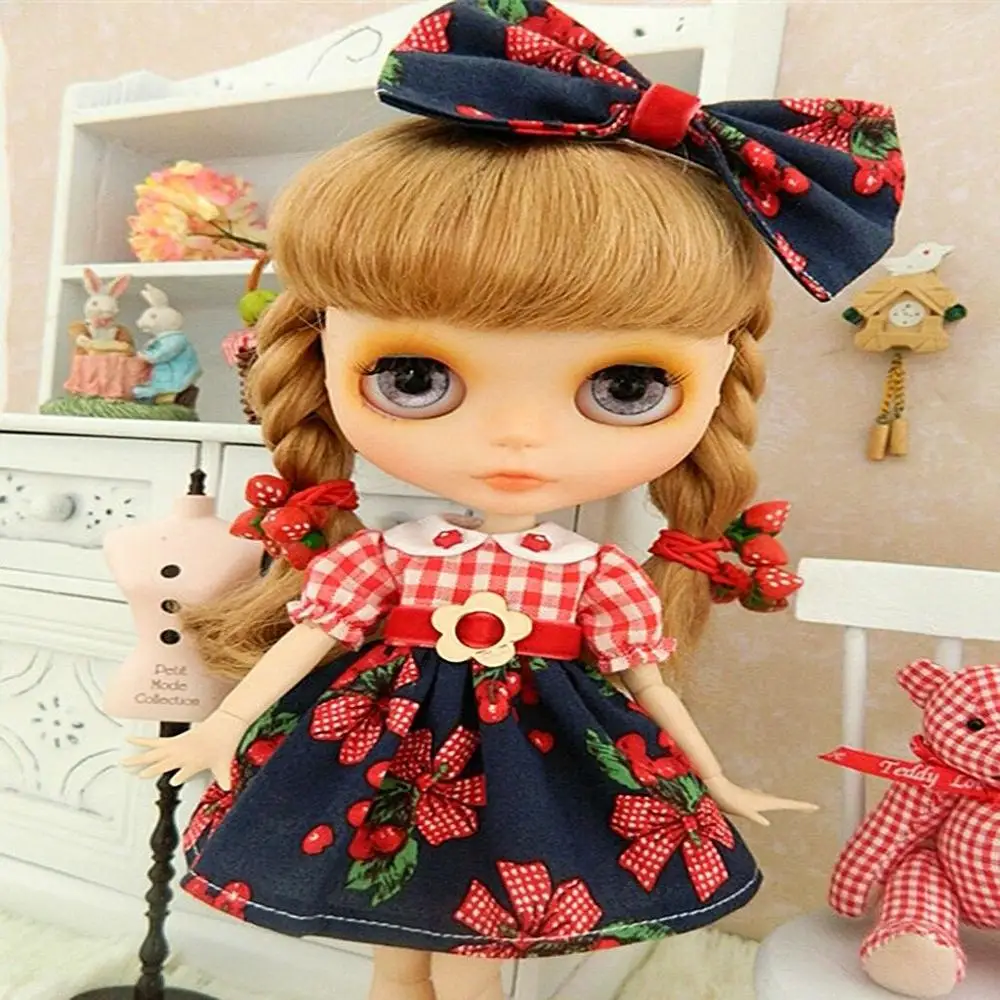 

[wamami] 12" Neo Blyth Doll Takara Doll Red And Blue Plaid Dress / Clothing