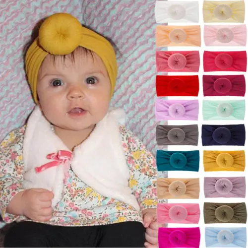 

Soft Baby/ Girls Kids Toddler Bow Hairband Headband Turban Big Ball Head-Wrap