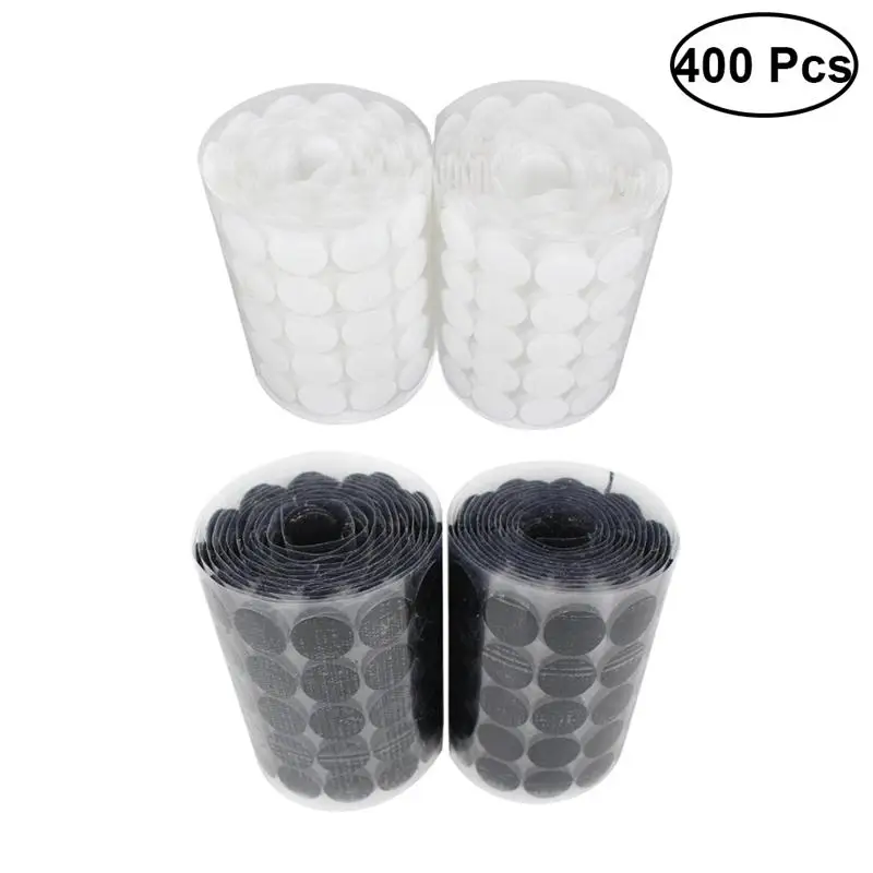 

200 Pairs 400pcs Self Adhesive Hook and Loop Fastener Dots for Home Office (200pcs Black, 200pcs White)