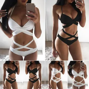 

Women's Swimwear One Piece Swimsuit Monokini Push Up Padded micro Bikini Bathing Bandage Bra & Brief Sets