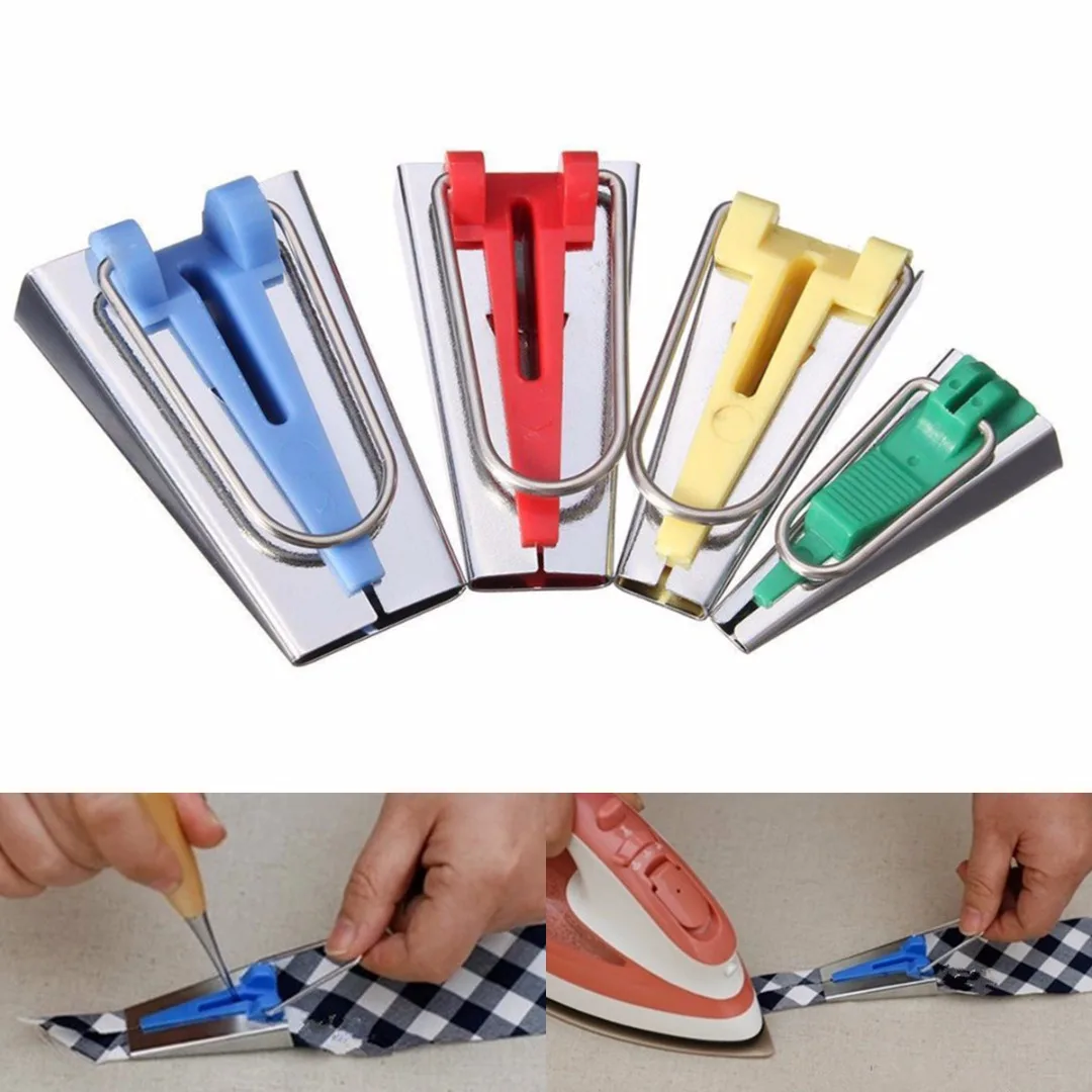 

4pcs Fabric Bias Tape Maker Machine Tool Sewing Quilting Hemming Sewing Binding Tool Sets 6mm 12mm 18mm 25mm
