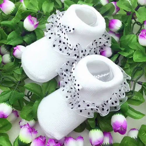 Осенне-зимние носки-пачки для маленьких девочек кружевные носки для новорожденных с цветочным рисунком милые хлопковые короткие носки принцессы для детей от 0 до 12 месяцев