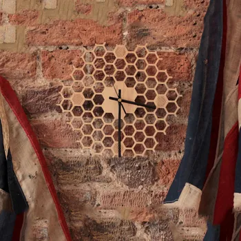 

New Wall Clock 3D Hexagonal Wooden Honeycomb Wall Clock Quartz 30cm Wall Watch For Living Room Super Mute Duvar Saati For Home