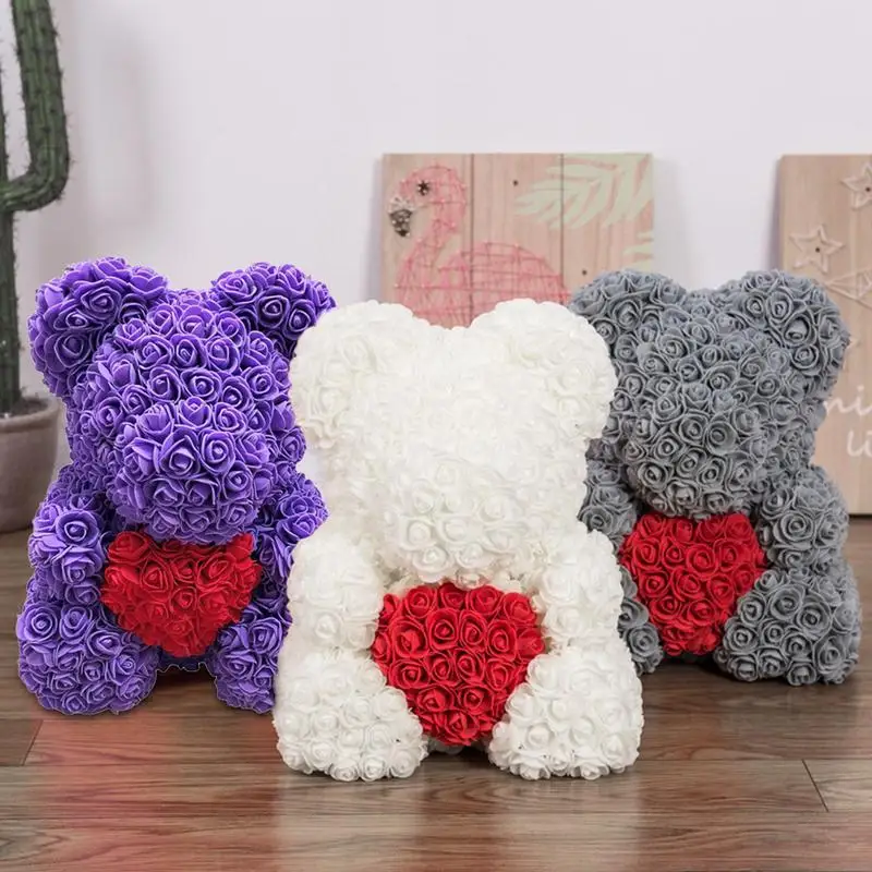 

2019 Valentines' Day Gift 9 colors Rose flower Bear Wedding Gift Girlfriend Anniversary gift cute teddy bear for baby toy