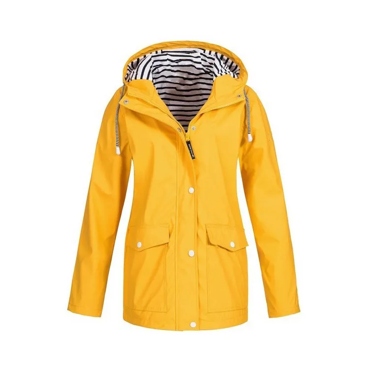 Women Autumn Winter Hooded Jacket Drawstring Pocket Thick Windbreaker Jacket Women Casual Coat Outerwear