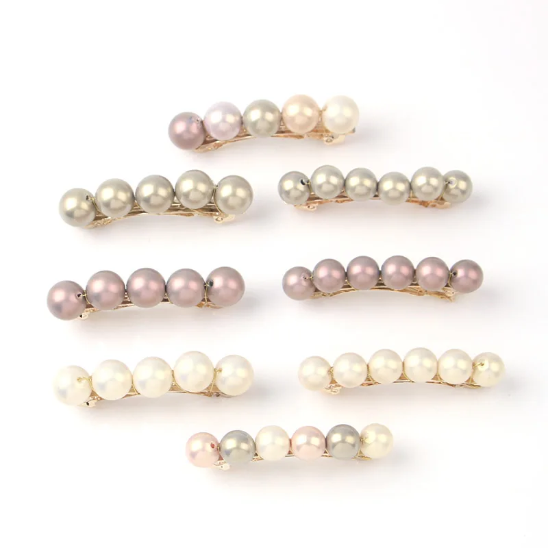 Fashion 1PC Korean 5 Colors Imitation Pearl Handmade Hair Clips High Quality Wedding Party Women Unique Alloy Hair Accessories