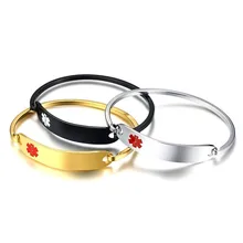 Нержавеющая сталь медицинский оповещение ID тег Овальный Fit идентификация браслет браслеты для женщин мужчин пользовательская гравировка название болезни