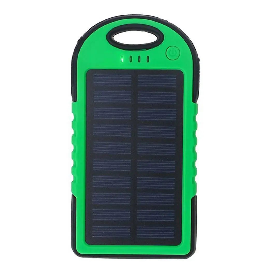 Portable Solar Charger Power Bank Waterproof Shockproof Dual USB Battery Bank Carabiner For Universal 4000mAh