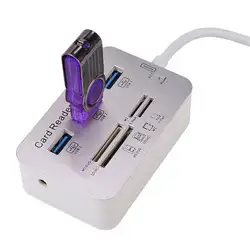 Кардридер 3-в-1 3-портовый концентратор USB 3,0 Splitter TF SD Computer Multi-function Expander с интерфейсом USB 3,0