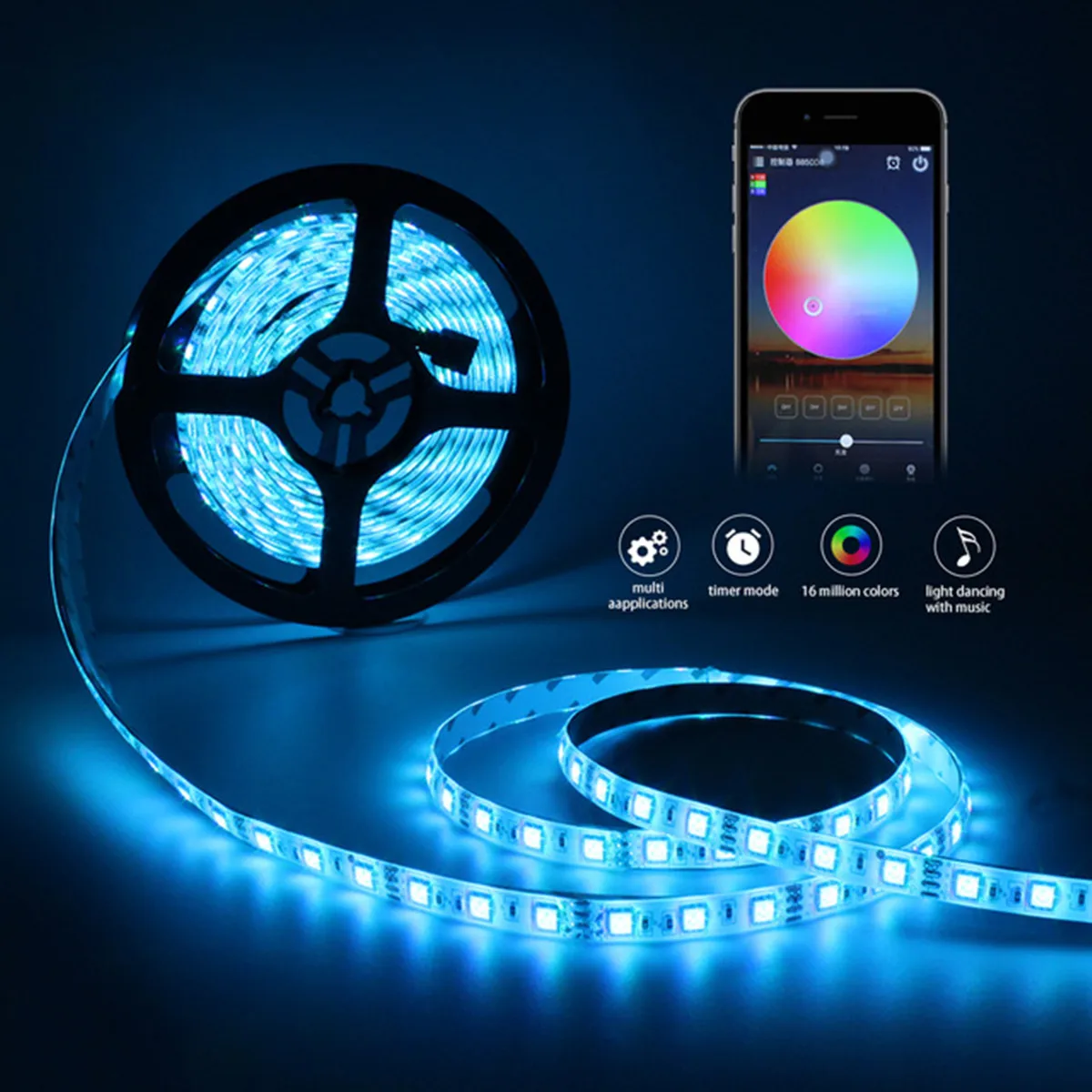 

LED Strip Lights Smart Wifi 5050 RGB 300 10M Waterproof for Alexa Google 100000 Hours Completely Smooth Ultra-bright Flexibe