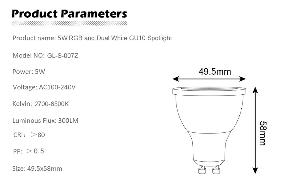 12 шт./компл. ZIGBEE ZLL RGB+ CCT RGBW WWCW светодиодный прожектор, E27/E26/GU10, 5 Вт, двойная белая и Цвет колпак для лампы, с поддержкой диммера, для Amazon Echo plus