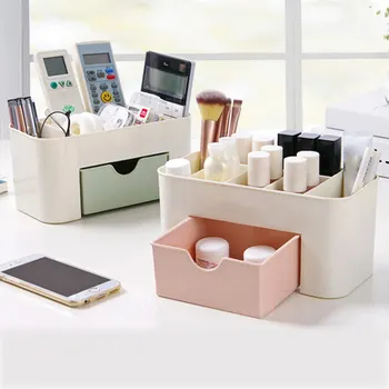 

Plastic Bathroom Cosmetic Container Storage Box Storage Dressing Table Box Organizer Makeup Case