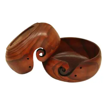 

Multifunctional Solid Wood Bowl 2 In 1 Yarn Storage Bowl Organizer For Knitting And Crocheting