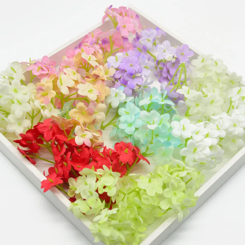 

3 fork/bunch Silk mini hydrangea Artificial flower for home wedding decor accessories diy wreath gift Bride headdress simulation