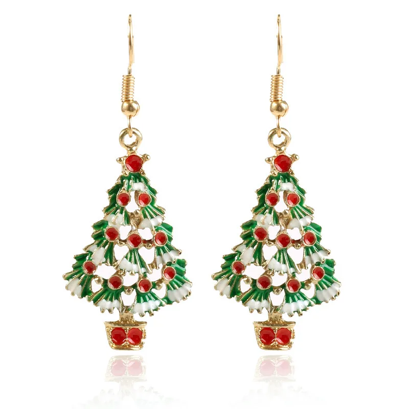 Christmas Earrings Zinc Alloy Festival Ornaments 1pair Christmas Tree ...