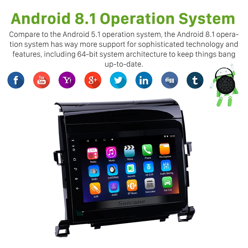 Seicane Android 8 1 четырехъядерный автомобильный радиоприемник GPS Navi для 2008 2014 Toyota ALPHARD