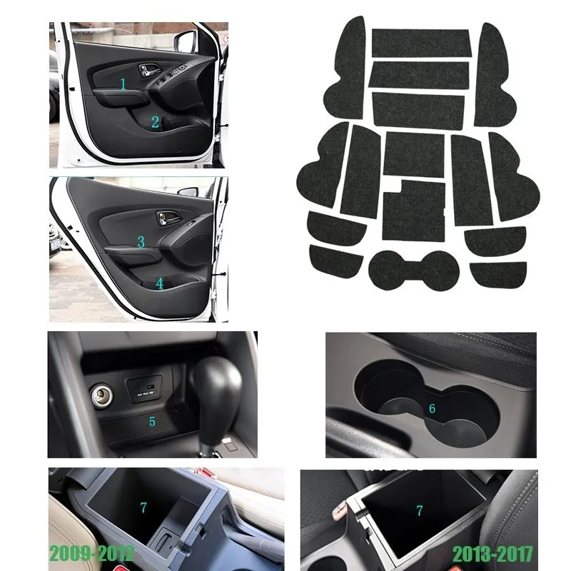 

16 Pcs Anti-Slip Door Groove Mat Felted Wool Mat For Hyundai Creta Ix35 2013 2014 2015 2016 2017 2018 Gate Slot Mat Pad