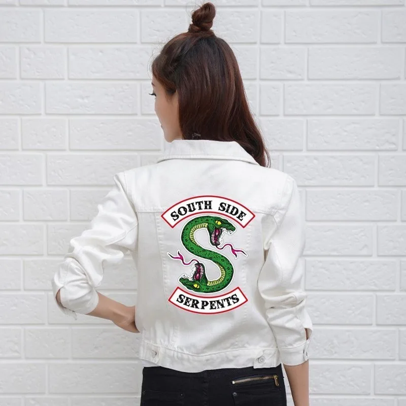 Riverdale Jeans Denim Jacket South Side Serpents Streetwear Tops Spring Jean Women Jacket Harajuku Hip Hop Denim Clothing Female Riverdale Jeans Denim Jacket South Side Serpents Streetwear Tops Spring Jean Women Jacket Harajuku Hip Hop Denim Clothing Female