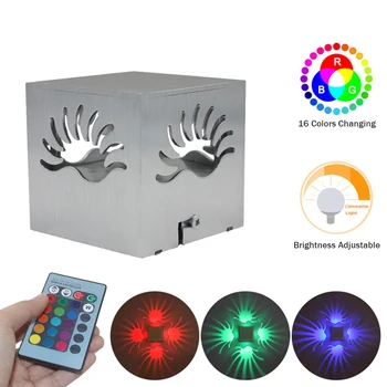

16 Colors AC85-265V 3W LED Square Wall Lamp Hollow-out Palm Tetragonum Hall Light Remote Control Dimmable Brightness 4 Modes