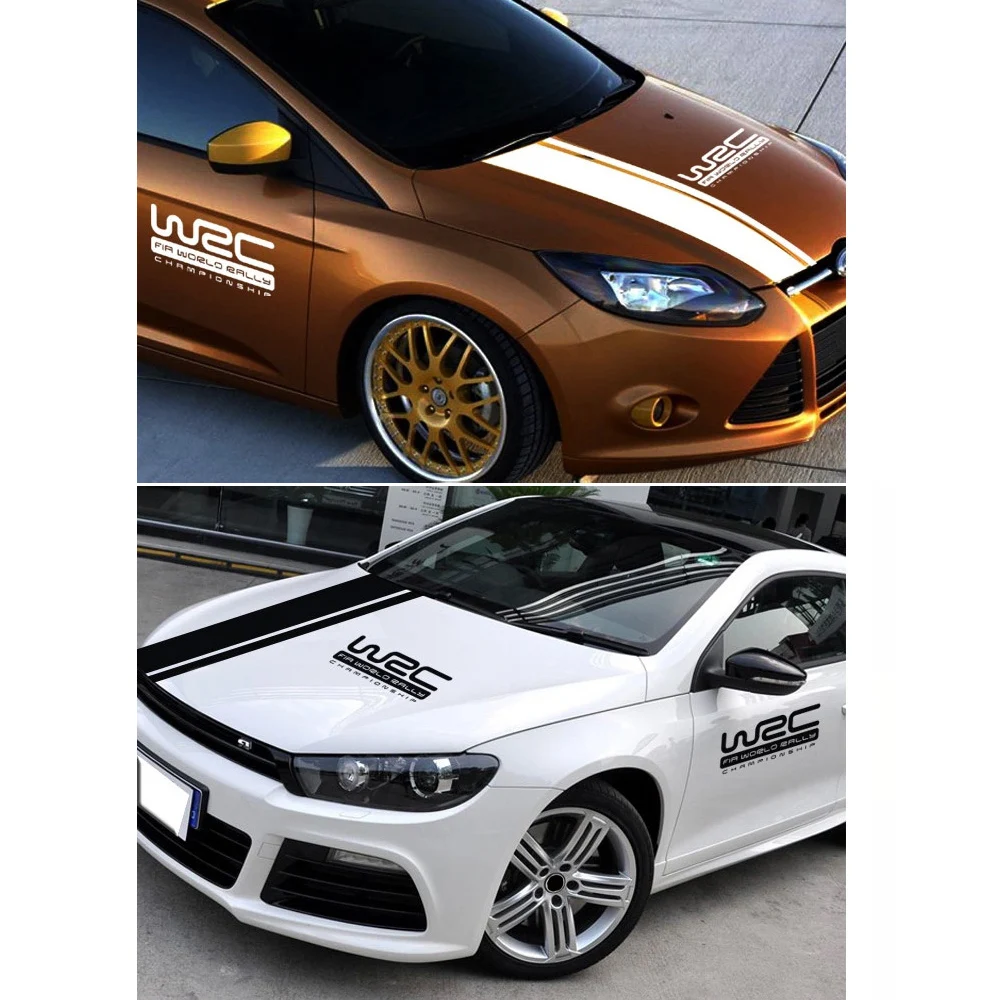 

1Pair WRC Stripe Car Covers Racing Sports Decal Head Car Sticker styling auto product for Ford Focus VW Cruze Renault
