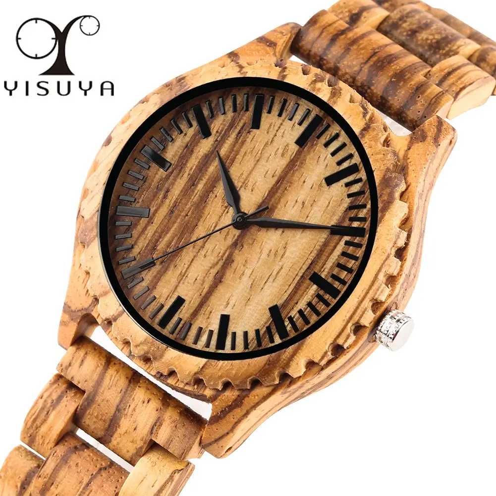 

Unique Zebra Wooden Watch for Boy Analog Quartz Natural Wood Bangle Watches for Man Business Wooden Bamboo Watch for Teenagers