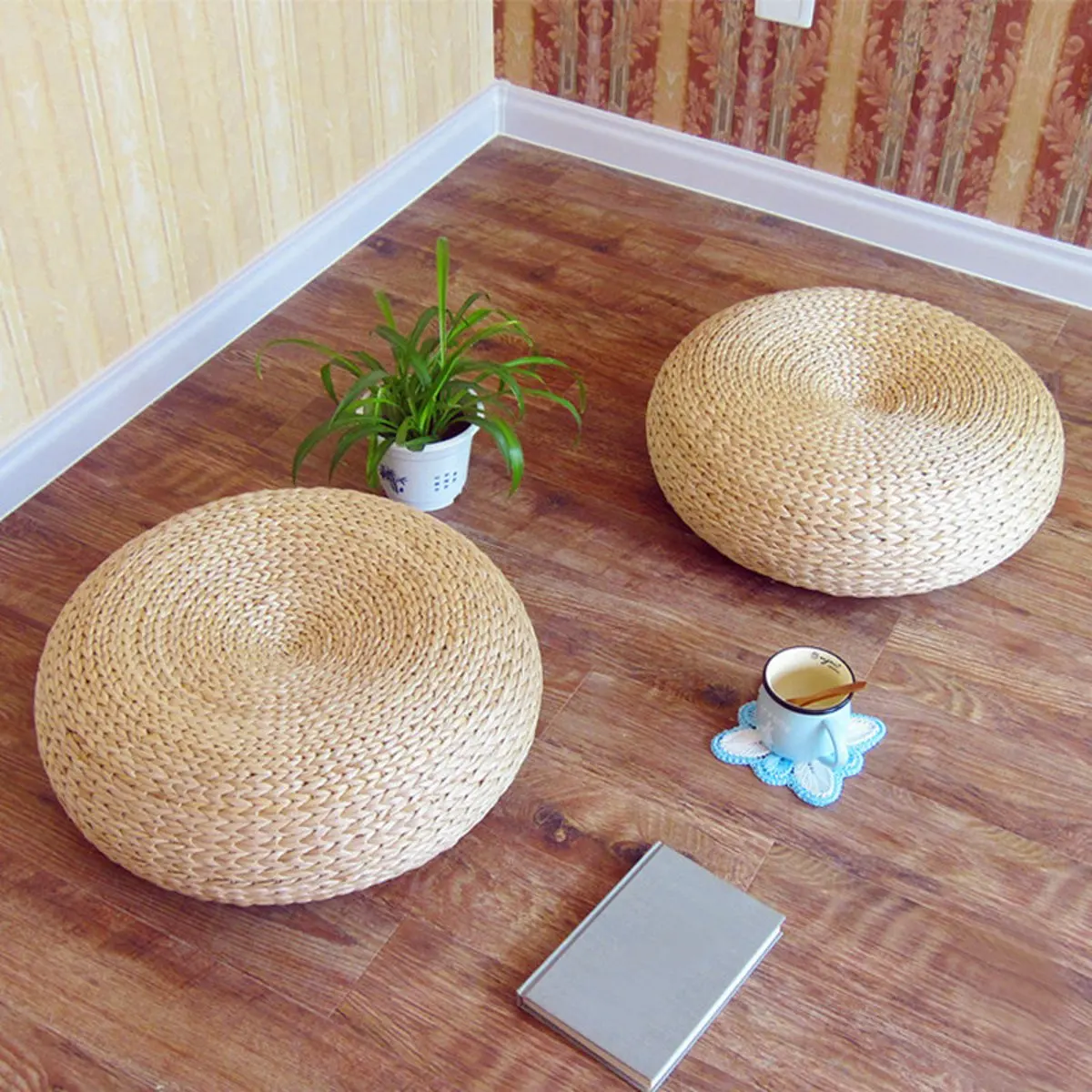 

Tatami Cushion Pad Handmade Natural Straw Weave Rattan Pillow Floor Yoga Chair Seat Mat Meditation Cushion Home Decoration 40cm