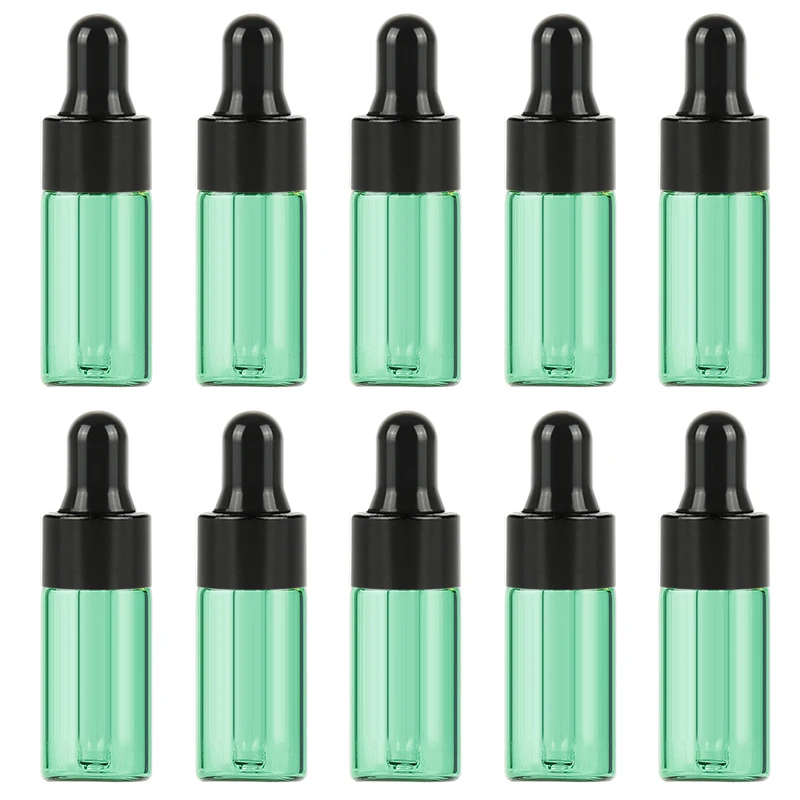 

10pcs 3ml Portable Essential Oil Refillable Perfume Dropper Bottles Travel Bottle Empty Cosmetic Containers with Black Cover