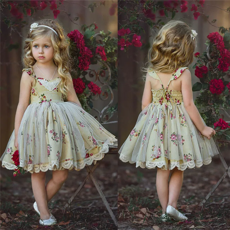 

Toddler Summer Outfits Cute Brand 2019 Kids Girl Girls Dress Lace Flower Tulle Tutu Party Sleeveless Dress Sundress