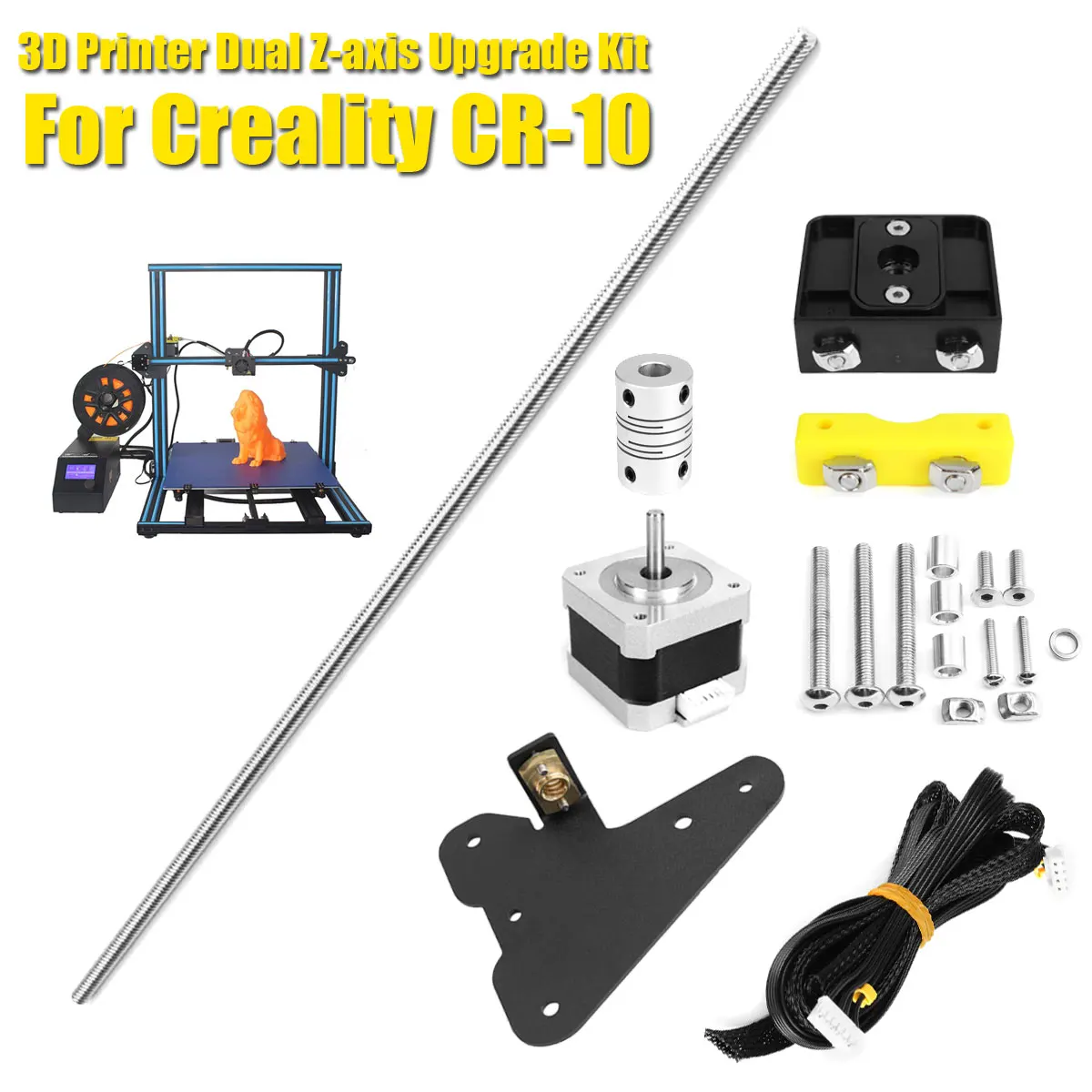 

DIY 3D Printer Parts For Creality CR-10 3D Printer Part Stepper Motor+Screw Bracket+Lead Screw+Z Coupler+Double Z Stepping Cable